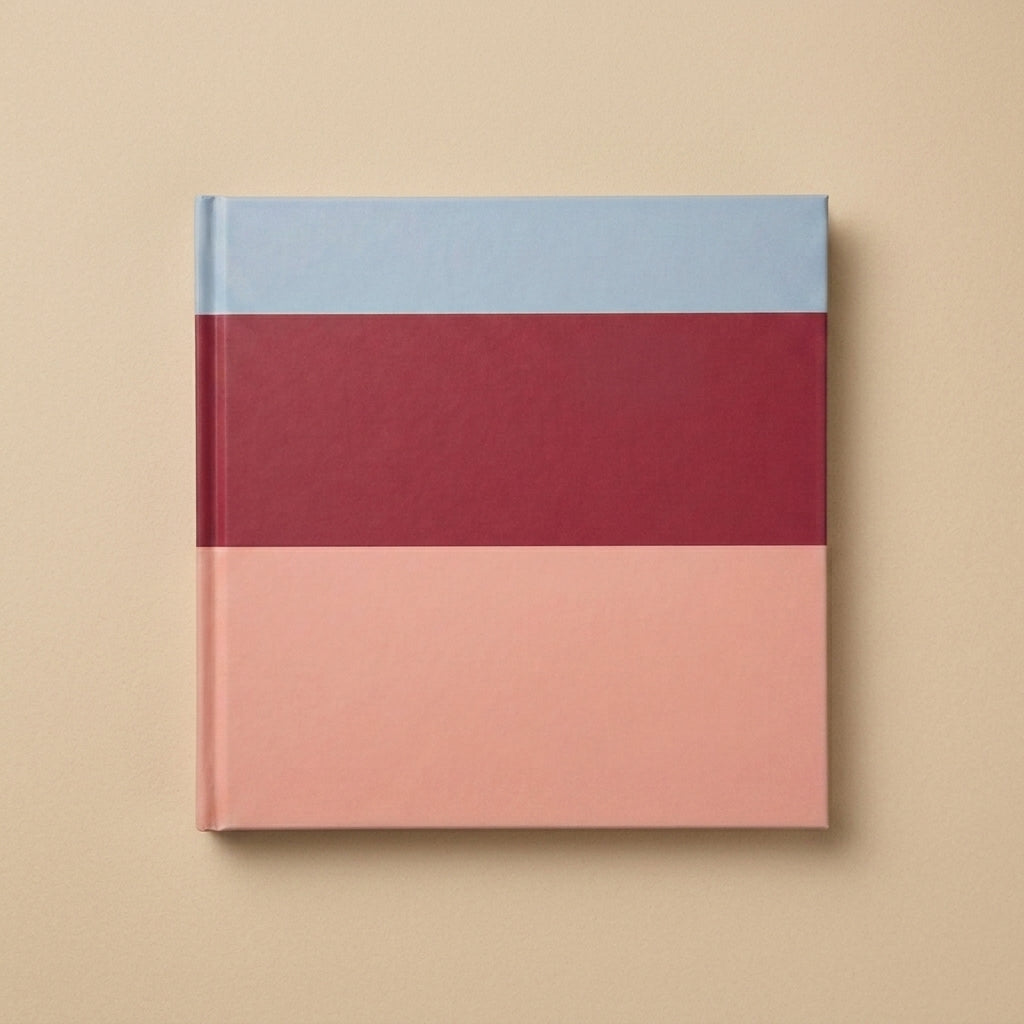 Square Rio 200 photo album with blue, dark red and pink striped cover
