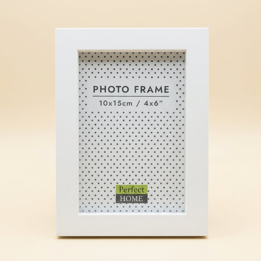 White Porter 6x4 photo frame standing upright with printed insert
