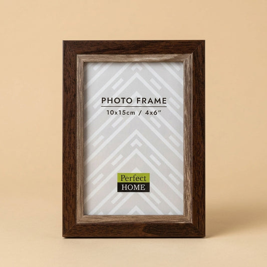 Preston 4x6 frame in dark brown woodgrain with lighter inner edge, front view
