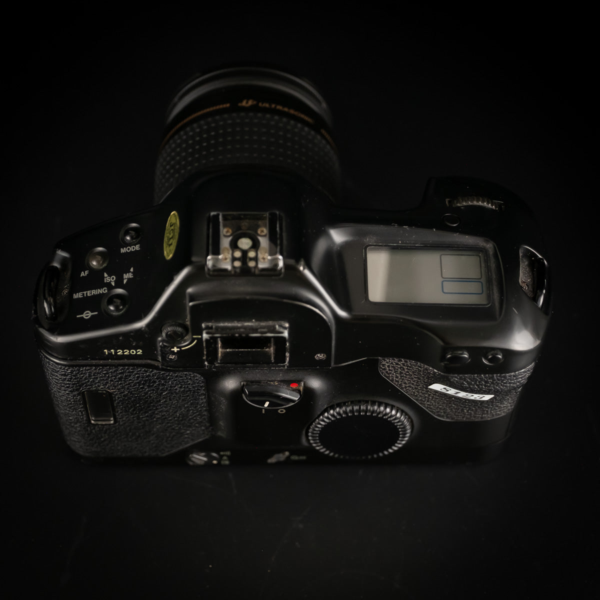 Top view of the Canon EOS-1 showing LCD panel, hot shoe and control dials
