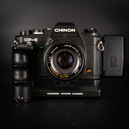 Chinon CP-6 with 50mm f/1.9 Lens, PW-600 Power Winder & SP-520 Databack