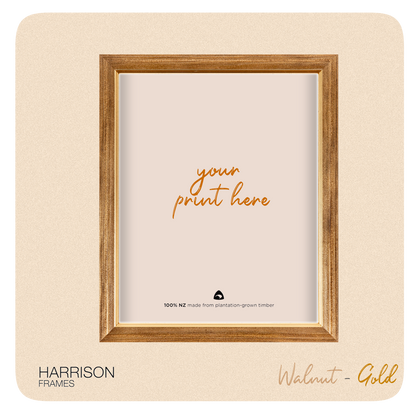 New Zealand Pine Photo Frame (with gold trim)