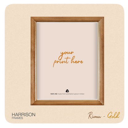 New Zealand Pine Photo Frame (with gold trim)