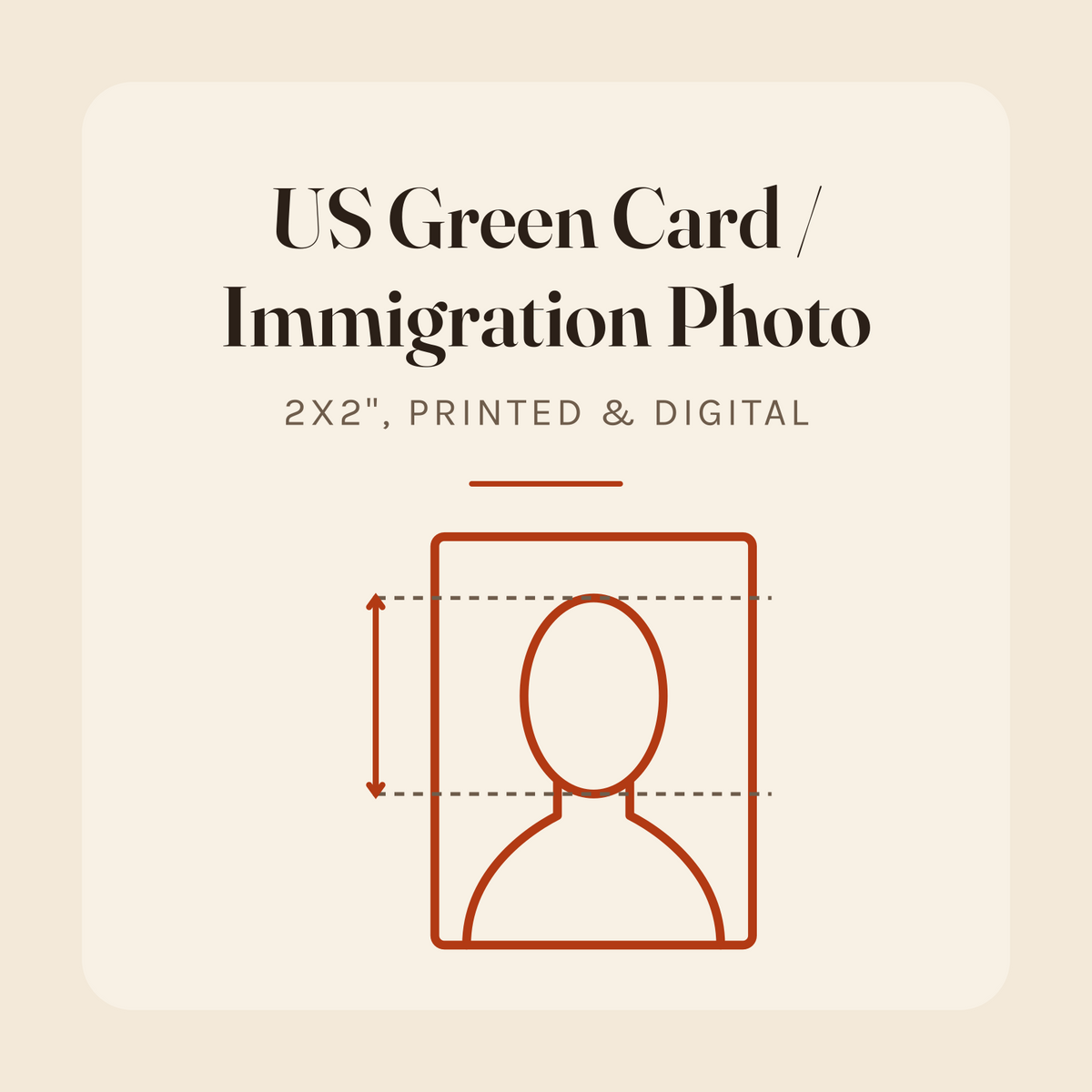 US Green Card / Immigration Photo (2x2", printed & digital)